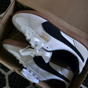 Puma Ladies Womens 10.5 Palermo Lth White Vapor Gray Gum